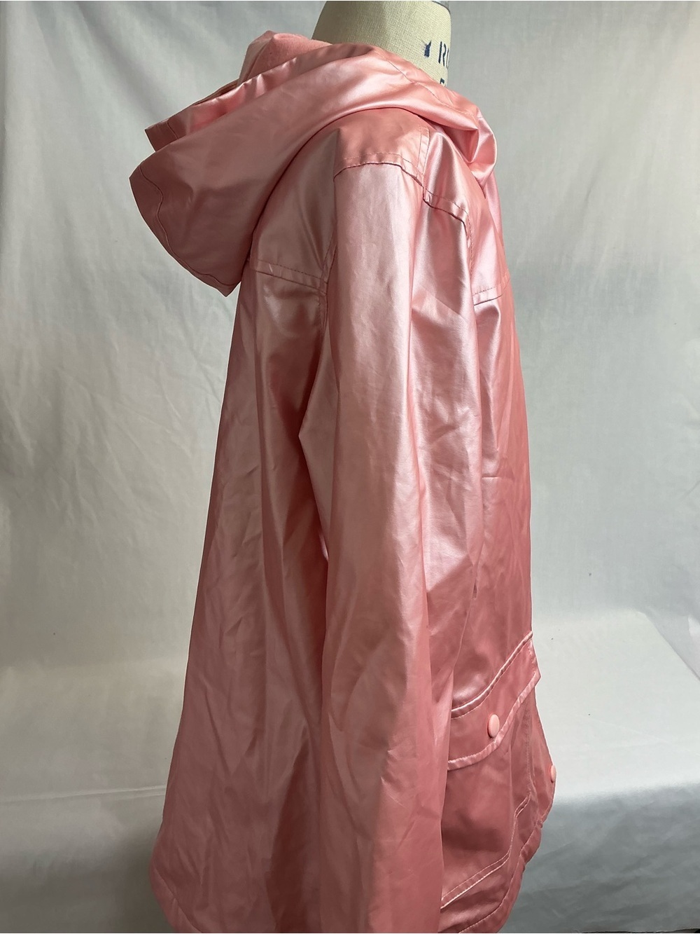 2088 - Joe Fresh Shiny Pink Hooded Raincoat - Picture 3 of 5